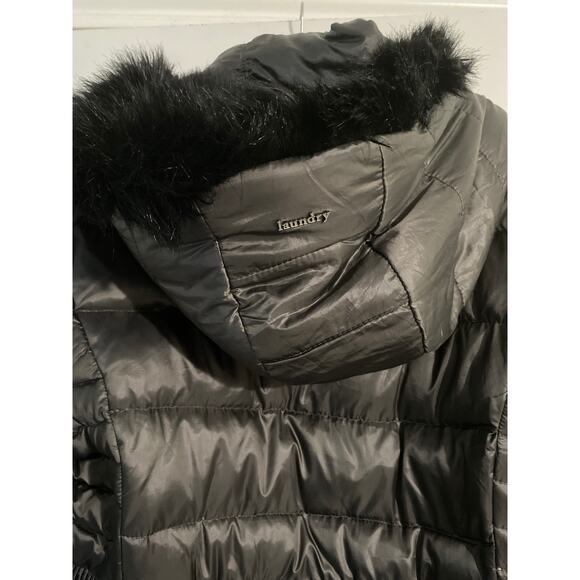 Laundry by Shelli Segal long puffer coat women’s size XL black down filled - Picture 3 of 8